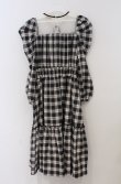 画像3: axes femme POETIQUE / チェックティアードロングワンピース  アイボリー×クロチェック O-26-03-16-058-AX-OP-IG-OS (3)