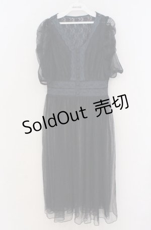 画像: axes femme NOSTALGIE / マトン袖チュールレースワンピース  ネイビー O-26-03-16-061-AX-OP-IG-OS