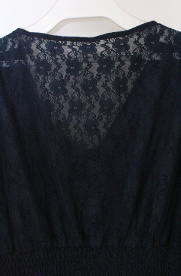 画像4: axes femme NOSTALGIE / マトン袖チュールレースワンピース  ネイビー O-26-03-16-061-AX-OP-IG-OS (4)