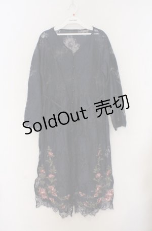 画像: axes femme NOSTALGIE / 裾刺繍ガウンワンピーズン M ネイビー O-26-03-16-064-AX-TO-IG-OS