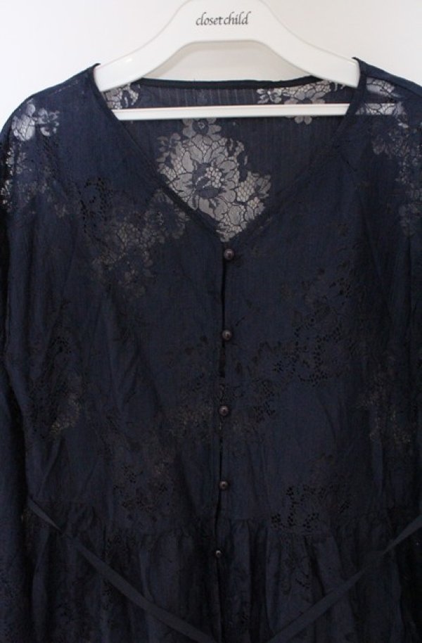 画像2: axes femme NOSTALGIE / 裾刺繍ガウンワンピーズン M ネイビー O-26-03-16-064-AX-TO-IG-OS (2)