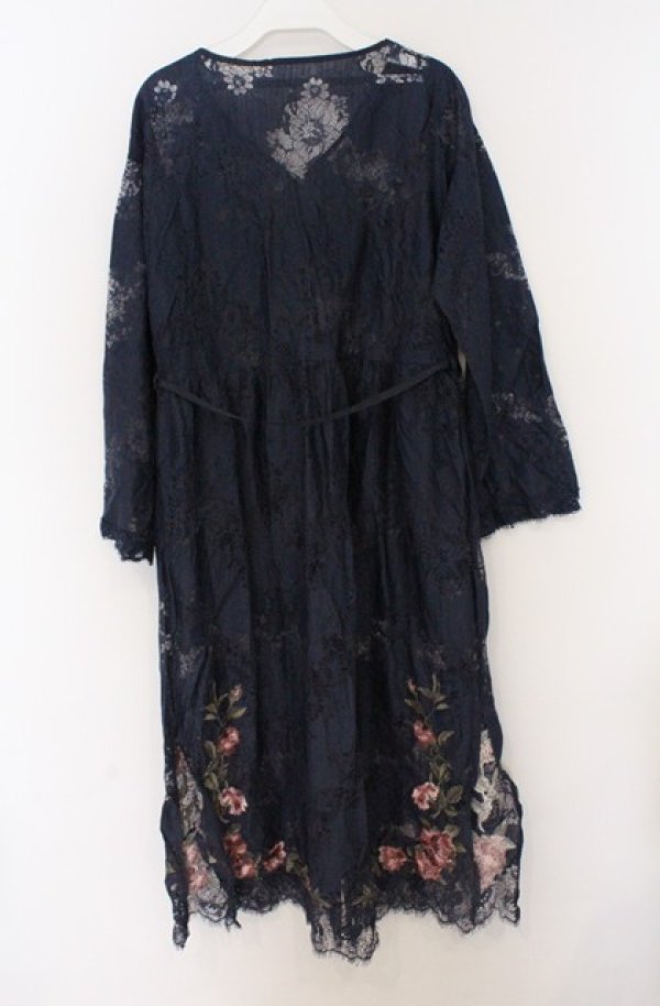 画像3: axes femme NOSTALGIE / 裾刺繍ガウンワンピーズン M ネイビー O-26-03-16-064-AX-TO-IG-OS (3)