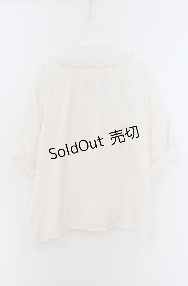 画像2: Amavel / 赤ずきんモチーフ刺繍入り　配色リボンタイ付ブラウス M キナリ O-26-03-16-001-CA-BL-OW-OS (2)