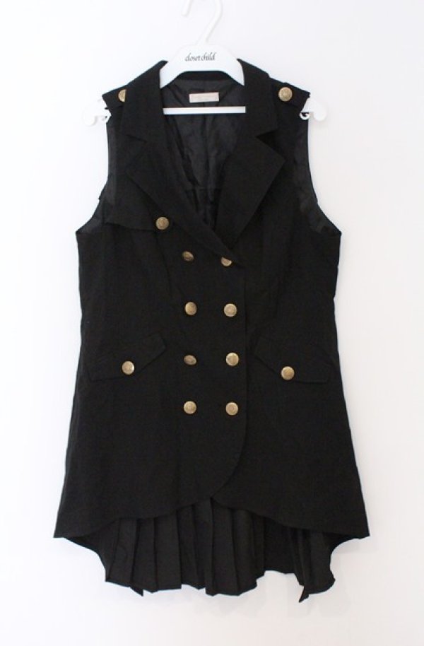 画像1: axes femme POETIQUE / バックプリーツロングベスト  クロ O-26-03-16-073-AX-TO-IG-OS (1)