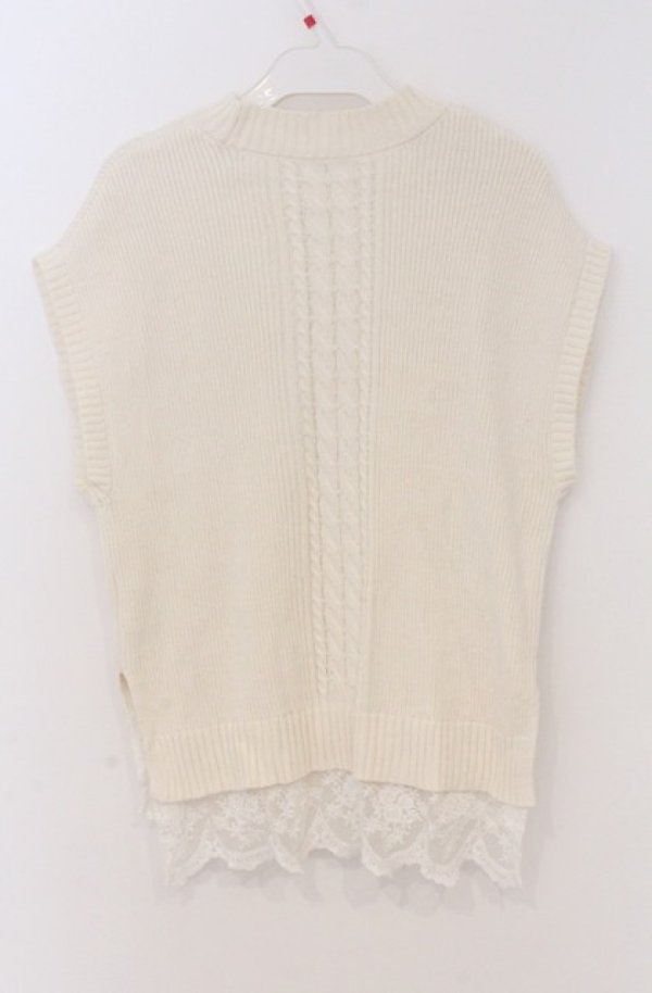 画像3: axes femme / 裾チュールレースニットベスト  オフ O-26-03-16-074-AX-TO-IG-OS (3)
