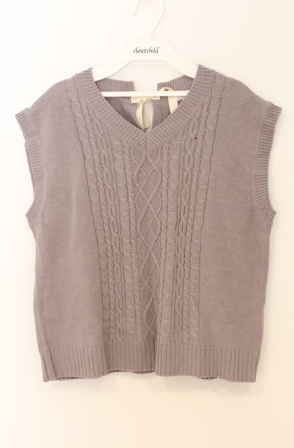 画像1: axes femme / バックリボンニットベスト M グレー O-26-03-16-077-AX-TO-IG-OS (1)