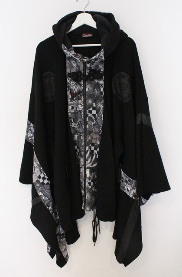 画像1: Qutie Frash / 着物パーカー F ブラック O-26-03-16-084-QU-CO-OW-OS (1)