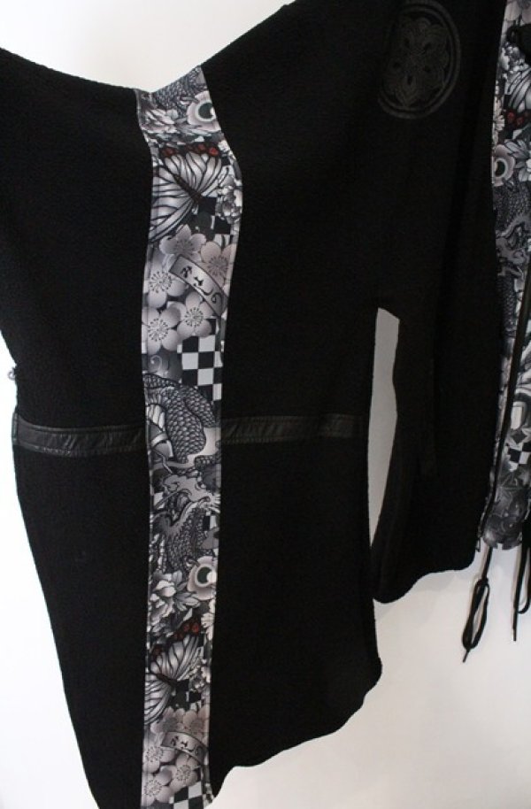 画像2: Qutie Frash / 着物パーカー F ブラック O-26-03-16-084-QU-CO-OW-OS (2)