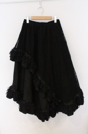 画像: Qutie Frash / 蜘蛛メッシュロングスカート  ブラック O-26-03-16-085-QU-SK-OW-OS