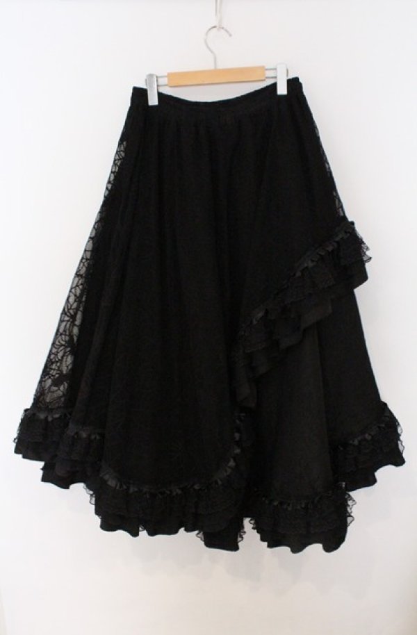 画像4: Qutie Frash / 蜘蛛メッシュロングスカート  ブラック O-26-03-16-085-QU-SK-OW-OS (4)
