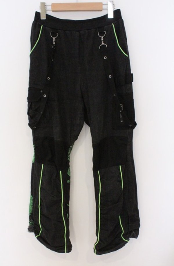 画像1: Qutie Frash / カーゴパンツ M ブラック×ネオングリーン O-26-03-16-087-QU-PA-OW-OS (1)