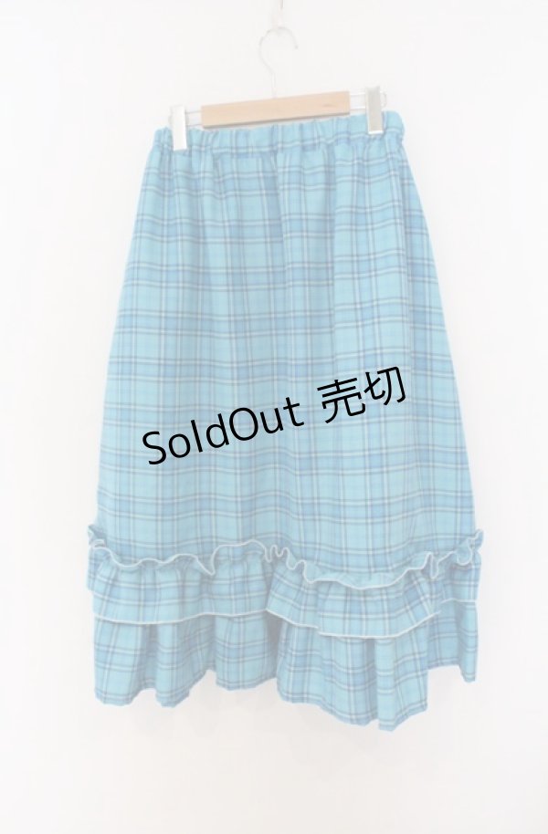 画像2: Nile Perch / リボン配色チェックスカート  アオ O-26-03-16-094-LO-SK-OW-OS (2)