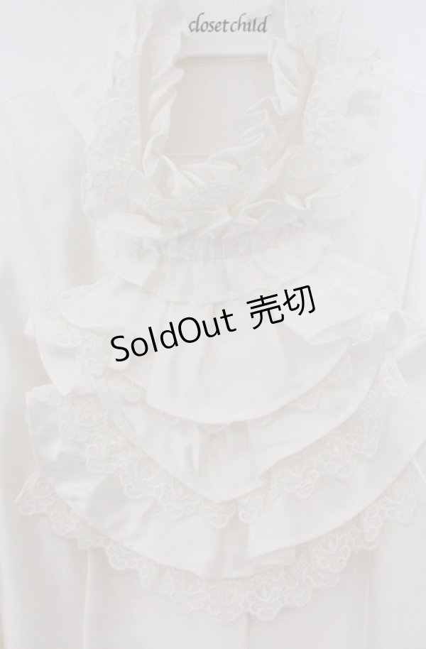 画像2: Moi-meme-Moitie / ストライプジャボ付きブラウス  ホワイト O-26-03-16-095-MO-BL-OW-OS (2)