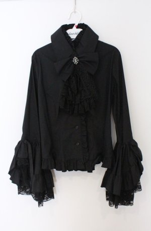 画像: MARBLE / 別タイ付きクラシカルデコレーションブラウス  ブラック O-26-03-16-096-GO-BL-OW-OS