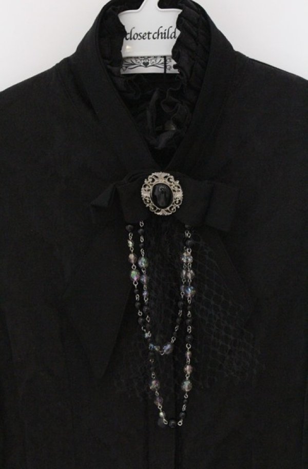 画像2: MARBLE / カメオタイ付きパールデコレーションクラシックブラウス M ブラック O-26-03-16-097-GO-BL-OW-OS (2)