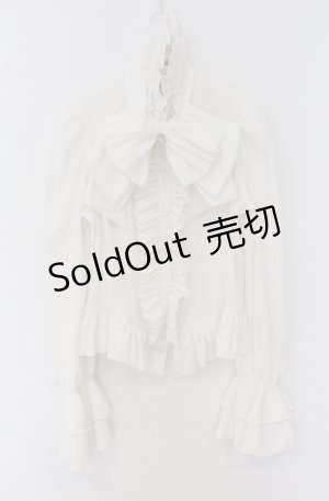 画像: MARBLE / カメオ付きリボンタイフリルブラウス  ホワイト O-26-03-16-098-GO-BL-OW-OS