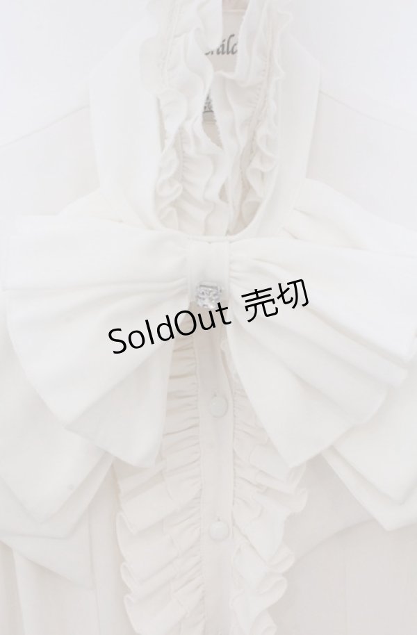 画像2: MARBLE / カメオ付きリボンタイフリルブラウス  ホワイト O-26-03-16-098-GO-BL-OW-OS (2)