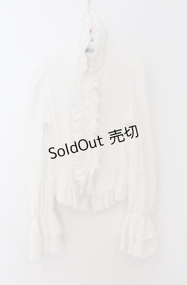 画像4: MARBLE / カメオ付きリボンタイフリルブラウス  ホワイト O-26-03-16-098-GO-BL-OW-OS (4)