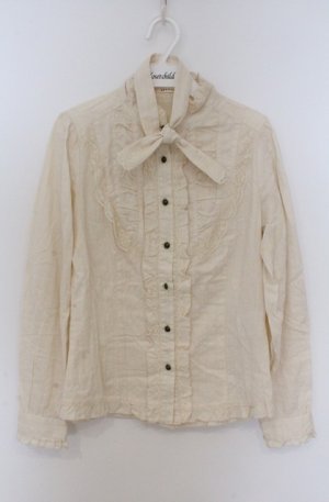 画像: axes femme / ストライプタイ付きブラウス M キナリ O-26-03-16-002-AX-BL-OW-OS