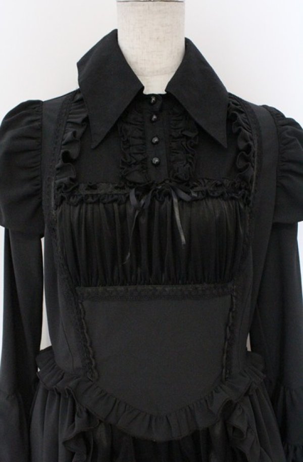 画像2: MARBLE / ブラウス＆スカートセットアップ風全身コーディネートワンピース  ブラック O-26-03-16-103-GO-OP-OW-OS (2)