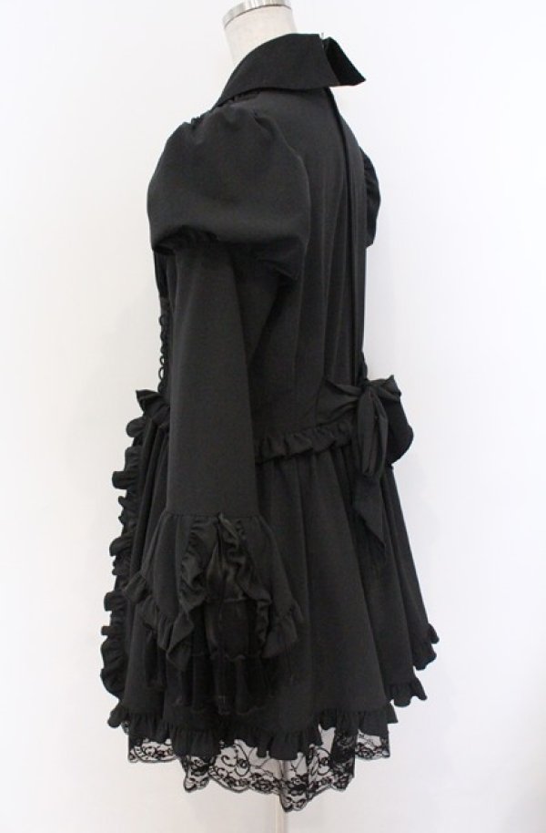 画像3: MARBLE / ブラウス＆スカートセットアップ風全身コーディネートワンピース  ブラック O-26-03-16-103-GO-OP-OW-OS (3)