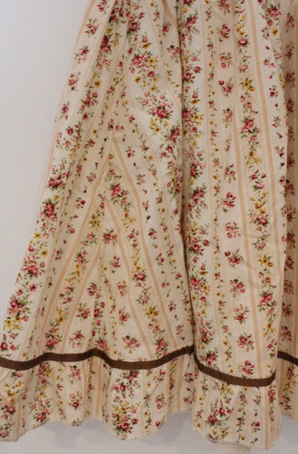 画像2: Amavel / ストライプ花柄バッスルサリバンスカート M ピンク系 O-26-03-16-013-CA-SK-OW-OS (2)