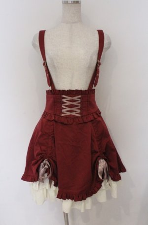 画像: Amavel / レイヤードサスペンダースカート F ワイン×アイボリー O-26-03-16-014-CA-SK-OW-OS