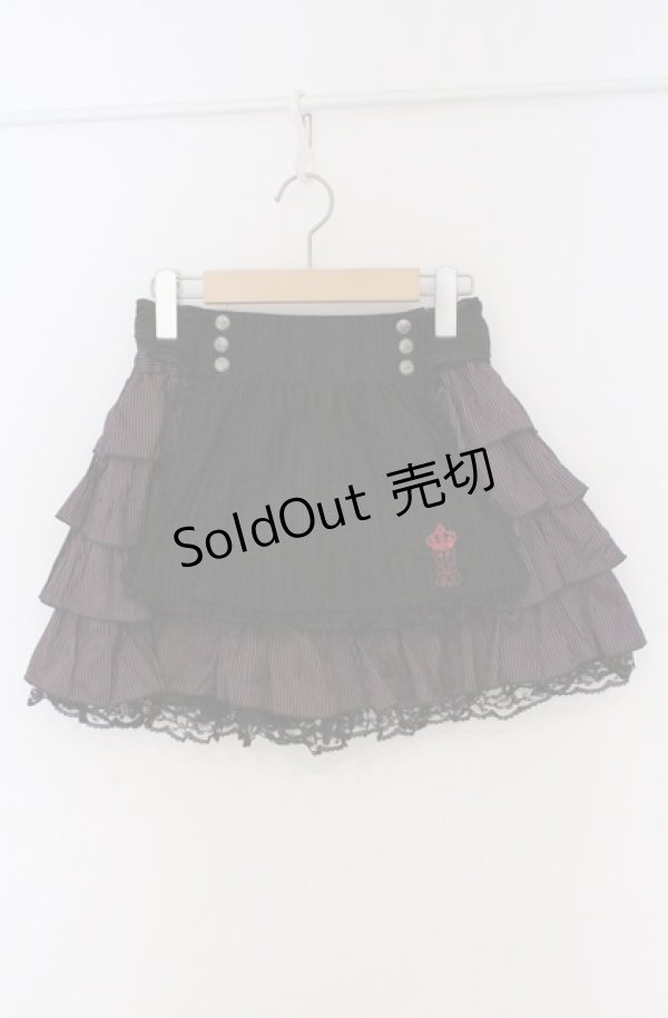 画像1: ALGONQUINS / ストライプ4段フリルスカート F ピンク×ブラック O-26-03-16-019-AL-SK-OW-OS (1)