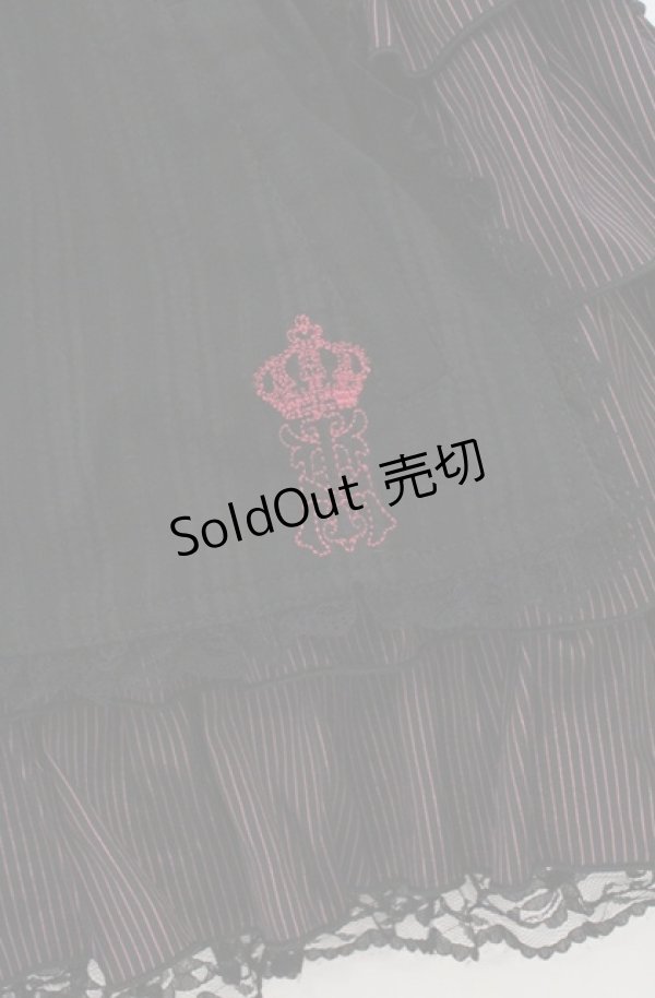 画像2: ALGONQUINS / ストライプ4段フリルスカート F ピンク×ブラック O-26-03-16-019-AL-SK-OW-OS (2)