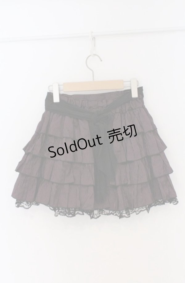 画像3: ALGONQUINS / ストライプ4段フリルスカート F ピンク×ブラック O-26-03-16-019-AL-SK-OW-OS (3)