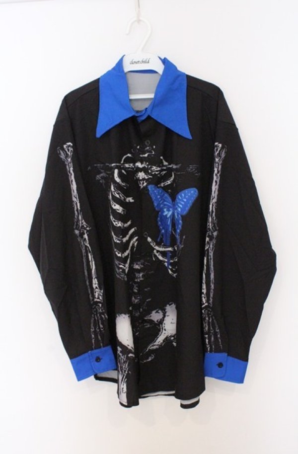 画像1: ACDC RAG / タレバタフライシャツ  ブラック×ブルー O-26-03-16-024-0-BL-OW-OS (1)