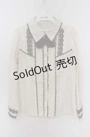 画像: axes femme / タイ付きジャガードブラウス M キナリ O-26-03-16-004-AX-BL-OW-OS