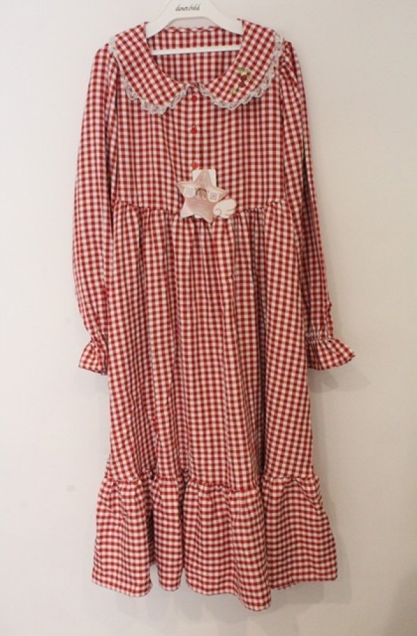画像2: FLC / 星名桜子/ギンガムチェックワンピース L アカ O-26-03-16-029-LO-OP-OW-OS (2)