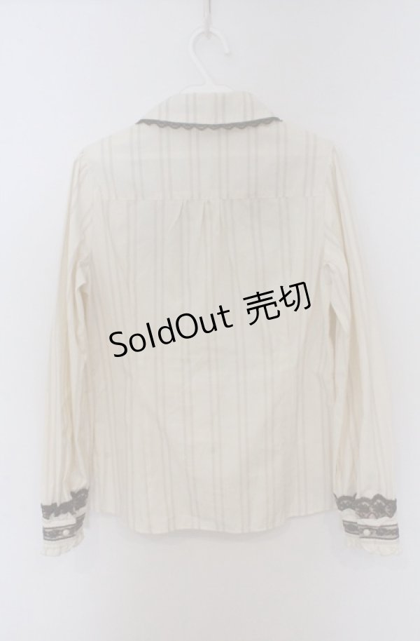 画像2: axes femme / タイ付きジャガードブラウス M キナリ O-26-03-16-004-AX-BL-OW-OS (2)