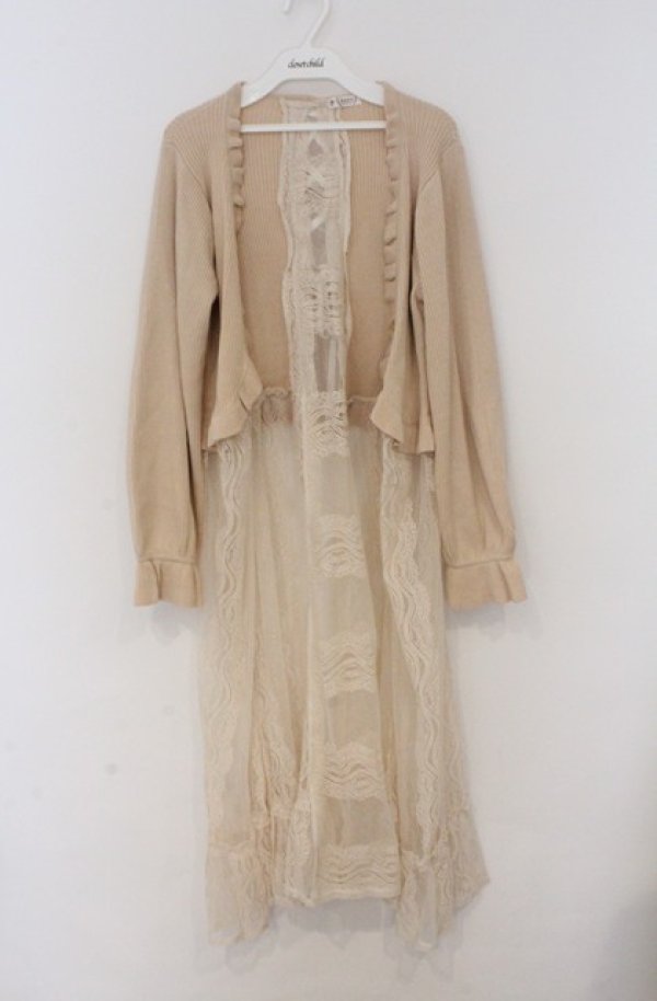 画像1: axes femme / レース重ねロングカーディガン  アイボリー O-26-03-16-032-AX-TO-IG-OS (1)