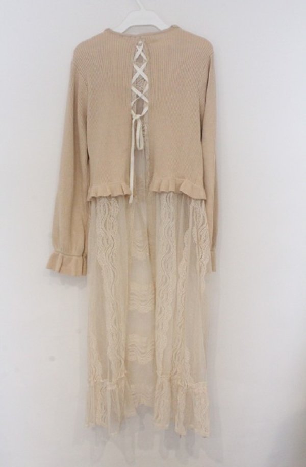 画像3: axes femme / レース重ねロングカーディガン  アイボリー O-26-03-16-032-AX-TO-IG-OS (3)
