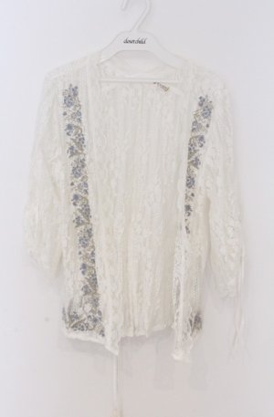 画像: axes femme / フラワー刺繍レースカーデ/ミュルーズ染織美術館コラボ  アイボリー O-26-03-16-034-AX-TO-IG-OS