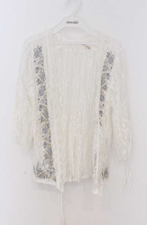 画像1: axes femme / フラワー刺繍レースカーデ/ミュルーズ染織美術館コラボ  アイボリー O-26-03-16-034-AX-TO-IG-OS (1)