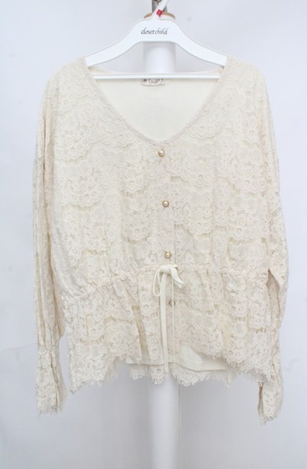 画像1: axes femme / 総レースキャンディ袖プルオーバー  アイボリー O-26-03-18-035-AX-BL-IG-OS (1)