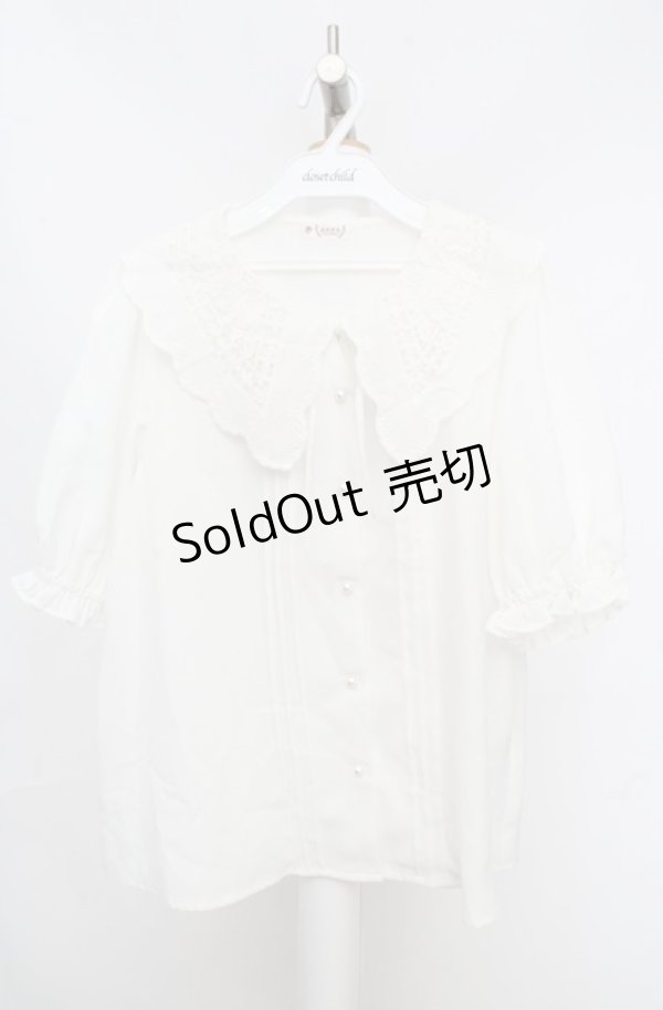 画像1: axes femme / バラ刺繍襟ブラウス  オフシロ O-26-03-18-036-AX-BL-IG-OS (1)