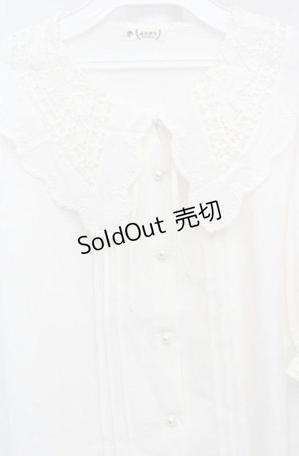 画像2: axes femme / バラ刺繍襟ブラウス  オフシロ O-26-03-18-036-AX-BL-IG-OS (2)