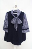 画像1: axes femme / 花柄ボリュームリボン付きブラウス  ネイビー×ブルー O-26-03-18-037-AX-BL-IG-OS (1)