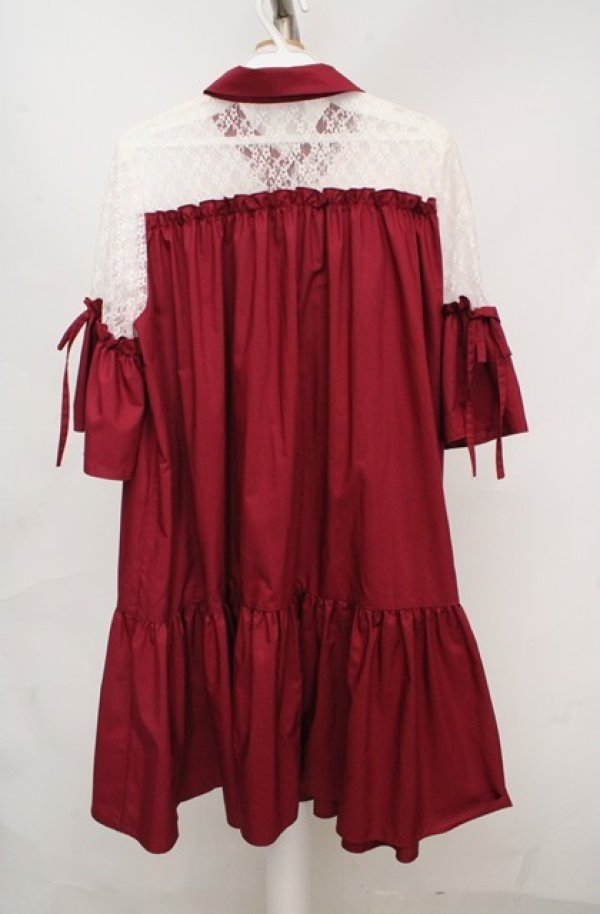 画像3: axes femme POETIQUE / デコルテレースワンピース M アカ O-26-03-18-039-AX-OP-IG-OS (3)