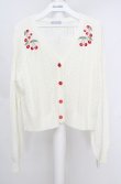 画像1: axes femme POETIQUE / チェリー刺繍ニットカーディガン M オフシロ O-26-03-18-004-AX-TO-IG-OS (1)