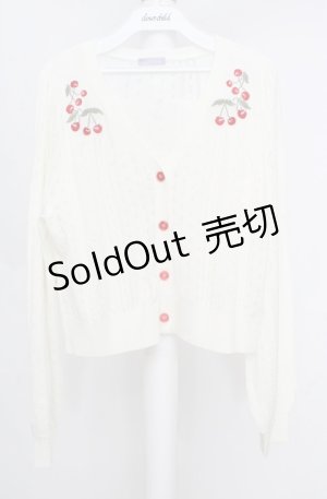 画像: axes femme POETIQUE / チェリー刺繍ニットカーディガン M オフシロ O-26-03-18-004-AX-TO-IG-OS