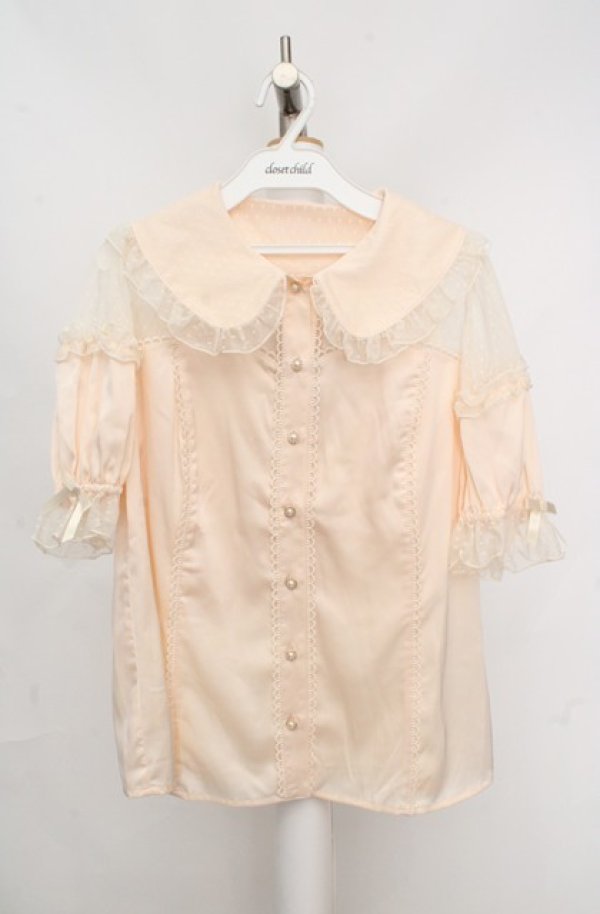 画像1: axes femme kawaii / チュール切り替えパフ袖ブラウス M アイボリー O-26-03-18-040-AX-BL-IG-OS (1)