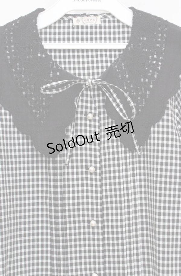画像2: axes femme / バラ刺繍襟ブラウス  クロ O-26-03-18-041-AX-BL-IG-OS (2)