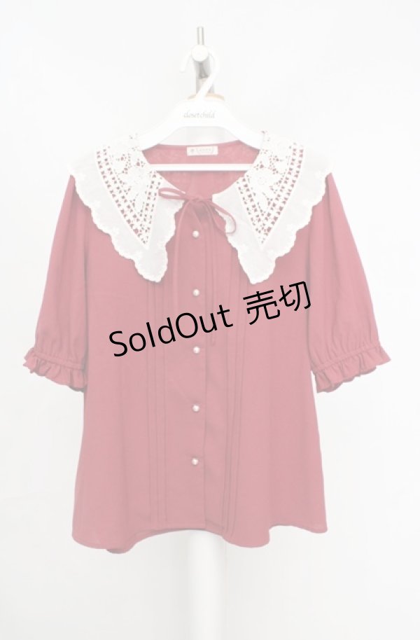 画像1: axes femme / バラ刺繍襟ブラウス F アカ×オフシロ O-26-03-18-042-AX-BL-IG-OS (1)