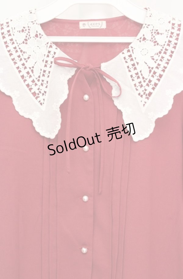 画像2: axes femme / バラ刺繍襟ブラウス F アカ×オフシロ O-26-03-18-042-AX-BL-IG-OS (2)