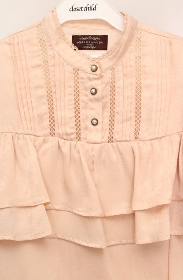 画像2: axes femme NOSTALGIE / ヴィンテージサテンブラウス  アイボリー O-26-03-18-046-AX-BL-IG-OS (2)